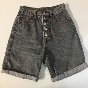 ‼️SOLD‼️Vintage Farraday Gray Washed Button-Fly Cuffed Denim Long shorts